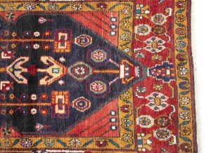 Purple-navy Vintage Floral 3'7X12'8 Hamedan Persian Runner Rug