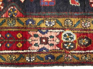 Purple-navy Vintage Floral 3'7X12'8 Hamedan Persian Runner Rug