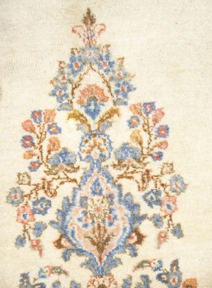 Cream Semi Antique Traditional Floral 9X17 Kerman Persian Rug