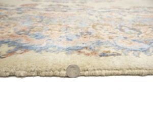 Cream Semi Antique Traditional Floral 9X17 Kerman Persian Rug