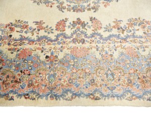 Cream Semi Antique Traditional Floral 9X17 Kerman Persian Rug