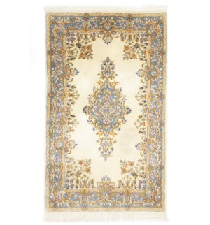 Cream Vintage Traditional Floral 3X5 Kerman Persian Oriental Rug