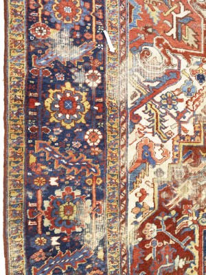 Red Semi Antique Floral 9X12 Heriz Persian Oriental Rug