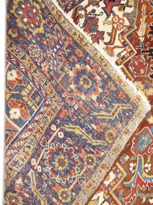 Red Semi Antique Floral 9X12 Heriz Persian Oriental Rug