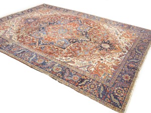 Red Semi Antique Floral 9X12 Heriz Persian Oriental Rug