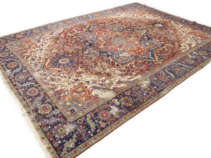 Red Semi Antique Floral 9X12 Heriz Persian Oriental Rug