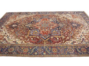 Red Semi Antique Floral 9X12 Heriz Persian Oriental Rug