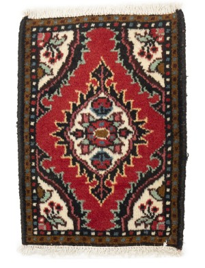 Vintage Red Floral Tribal 1'3X1'7 Hamedan Persian Oriental Rug