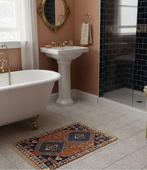 Vintage Tribal Orange 1'9X2'4 Yalameh Persian Rug