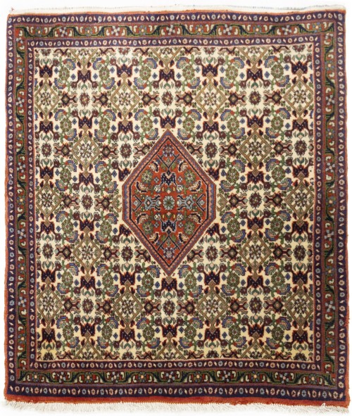 Vintage Cream Floral Tribal 2'5X2'9 Bidjar Persian Rug