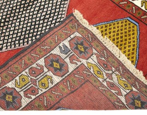 Vintage Scarlet Red Tribal 4X6 Ghoochan Persian Rug