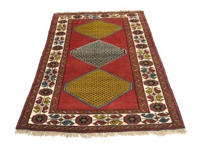 Vintage Scarlet Red Tribal 4X6 Ghoochan Persian Rug