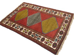 Vintage Scarlet Red Tribal 4X6 Ghoochan Persian Rug