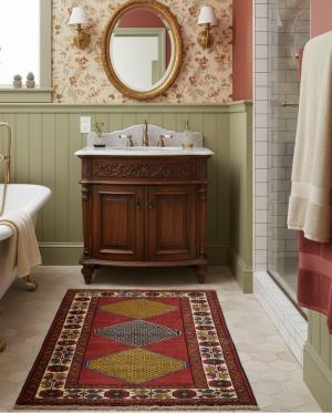 Vintage Scarlet Red Tribal 4X6 Ghoochan Persian Rug