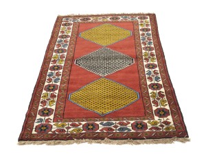 Vintage Scarlet Red Tribal 4X6 Ghoochan Persian Rug