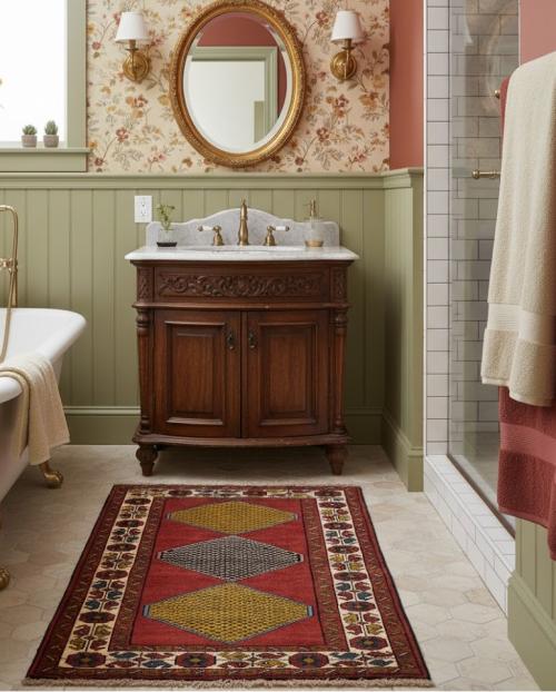 Vintage Scarlet Red Tribal 4X6 Ghoochan Persian Rug