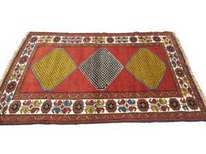 Vintage Scarlet Red Tribal 4X6 Ghoochan Persian Rug