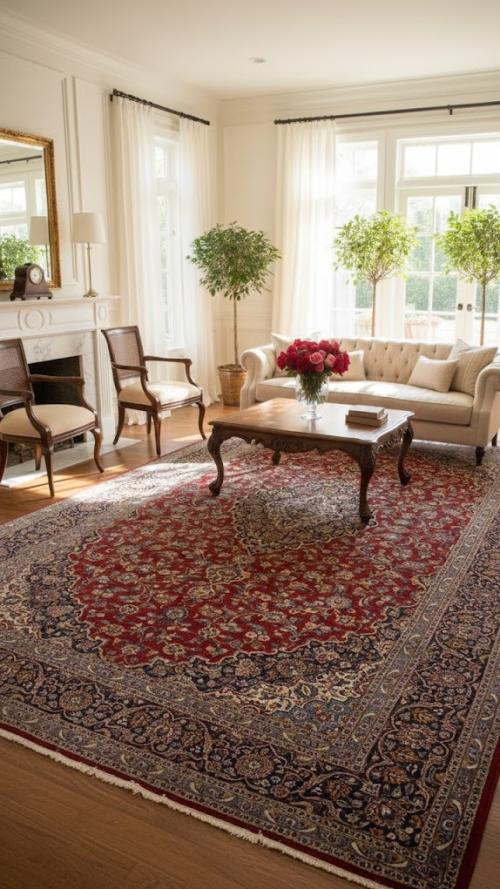 Semi Antique Red Traditional Red 10X16 Kashan Persian Rug