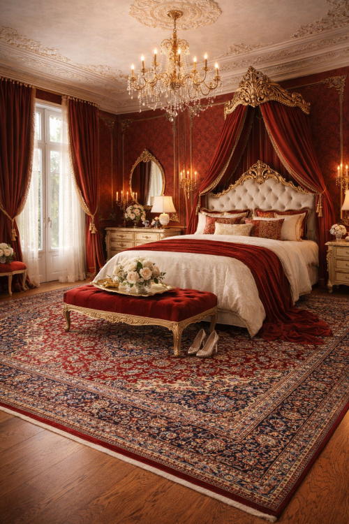 Vintage Red Traditional 10X13 Mashad Persian Rug