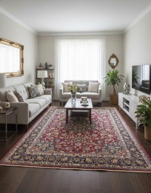 Vintage Maroon Red Traditional 10X13 Mashad Persian Rug