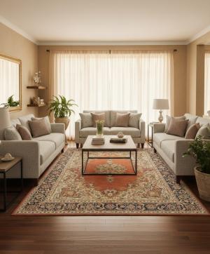 Semi Antique Rusty Red Floral 10X13 Mahal Persian Rug