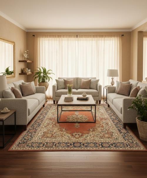 Semi Antique Rusty Red Floral 10X13 Mahal Persian Rug