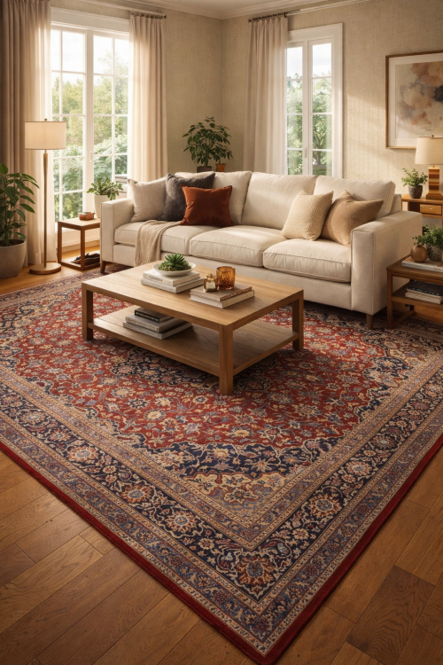 Vintage Red Traditional Classic 10X13 Kashmar Persian Rug