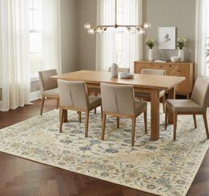 Semi Antique Cream Floral 8X12 Kashan Darbari Persian Rug