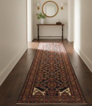 Semi Antique Purple-navy Tribal 3'5X11'5 Malayer Persian Runner Rug