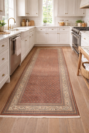 Vintage Orange-red Tribal 4X10 Botemir Persian Runner Rug