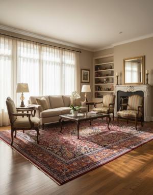 9'7 x 12'10 Hand Knotted Mashad Floral Persian Wool Rug