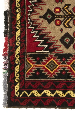 Khaki Tribal Geometric 3X6 Balouch Persian Rug