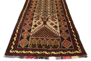 Khaki Tribal Geometric 3X6 Balouch Persian Rug