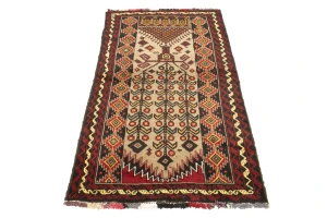 Khaki Tribal Geometric 3X6 Balouch Persian Rug