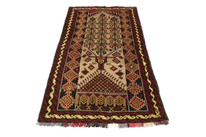 Khaki Tribal Geometric 3X6 Balouch Persian Rug