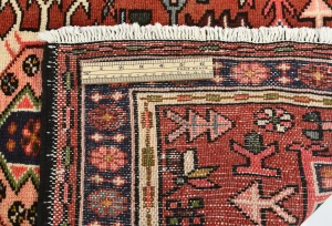 Vintage Red Geometric 3X12 Karajeh Persian  Runner Rug