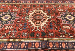 Vintage Red Geometric 3X12 Karajeh Persian  Runner Rug
