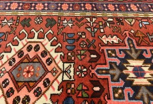 Vintage Red Geometric 3X12 Karajeh Persian  Runner Rug
