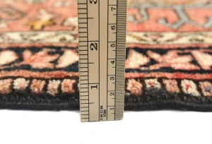 Vintage Red Geometric 3X13 Karajeh Persian Runner Rug