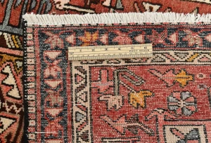 Vintage Red Geometric 3X13 Karajeh Persian Runner Rug