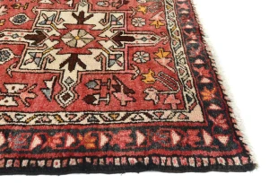 Vintage Red Geometric 3X13 Karajeh Persian Runner Rug