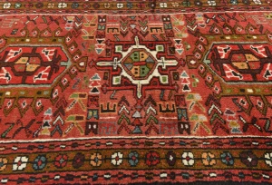 Vintage Red Geometric 2'4X9'8 Karajeh Persian Runner Rug