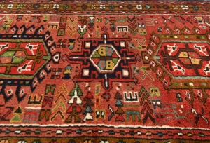 Vintage Red Geometric 2'4X9'8 Karajeh Persian Runner Rug