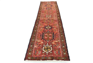 Vintage Red Geometric 2'4X9'8 Karajeh Persian Runner Rug
