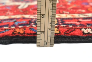 Vintage Red Geometric 3'1X12'7 Karajeh Persian Runner Rug