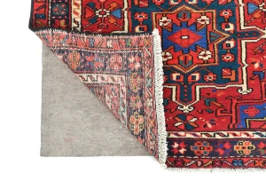 Vintage Red Geometric 3'1X12'7 Karajeh Persian Runner Rug