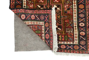 Vintage Maroon Red Geometric 2'2X9'4 Karajeh Persian Runner Rug