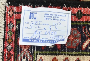 Vintage Maroon Red Geometric 2'2X9'4 Karajeh Persian Runner Rug