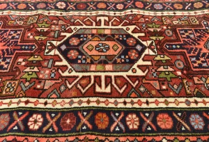 Vintage Maroon Red Geometric 2'2X9'4 Karajeh Persian Runner Rug