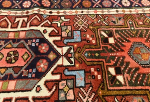 Vintage Maroon Red Geometric 2'2X9'4 Karajeh Persian Runner Rug